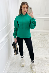 Lottie bottle green ruched sleeve oversized hoodie