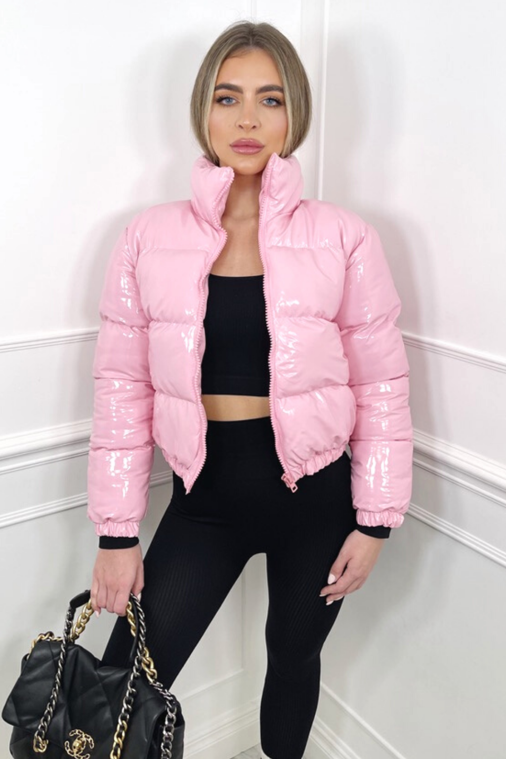 Glossy Pink pvc short puffer coat – Glamify Famous For Loungewear