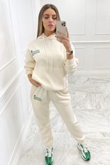 Athletics ecru essential hooded loungewear set