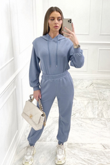 Nina airforce blue hooded loungewear set