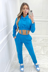 Alaska blue cropped hooded loungewear set