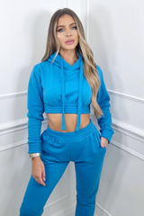 Alaska blue cropped hooded loungewear set