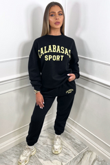 Calabasas sport black sweater loungewear set