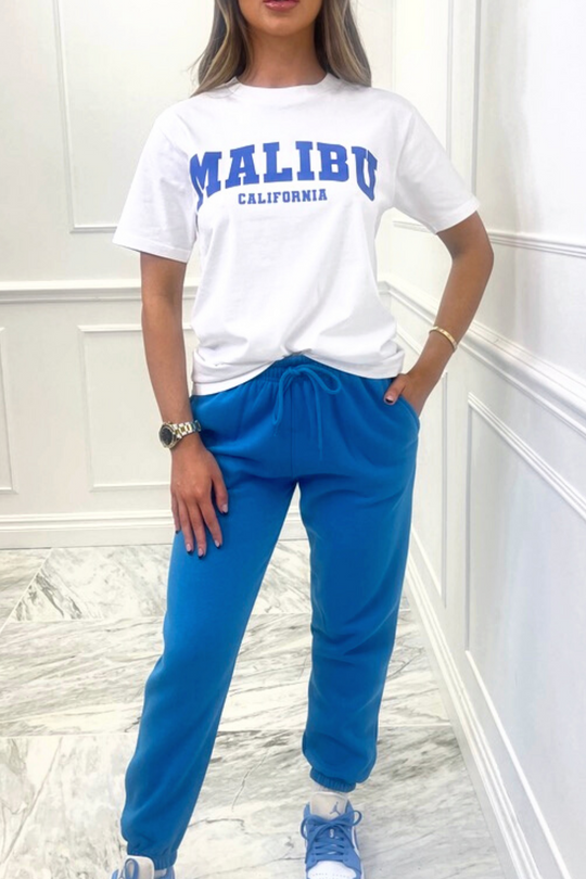 Malibu blue & white premium tee