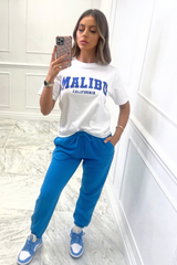 Malibu blue & white premium tee