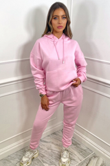 Glamify light pink essential hooded loungewear set