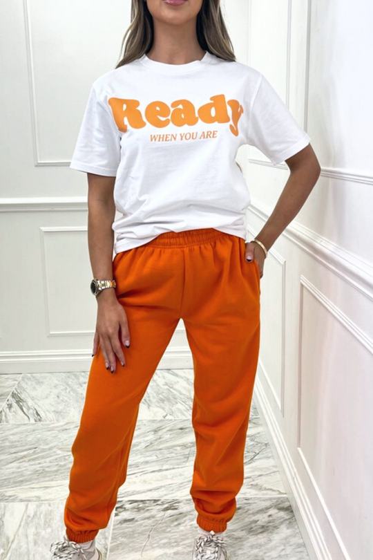 Ready orange & white premium tee