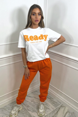 Ready orange & white premium tee
