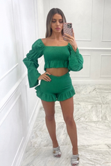 ruby green crop long sleeve short coord