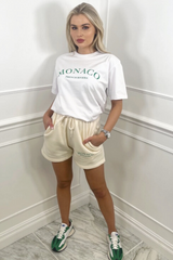 Monaco green embroidered tee short co ord