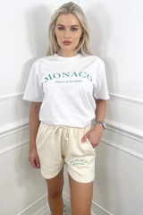 Monaco green embroidered tee short co ord