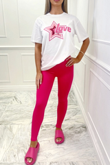 love Star fuchsia & white premium tee
