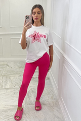 love Star fuchsia & white premium tee