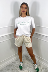 Monaco green embroidered tee short co ord