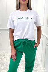 Monaco green & white printed premium tee