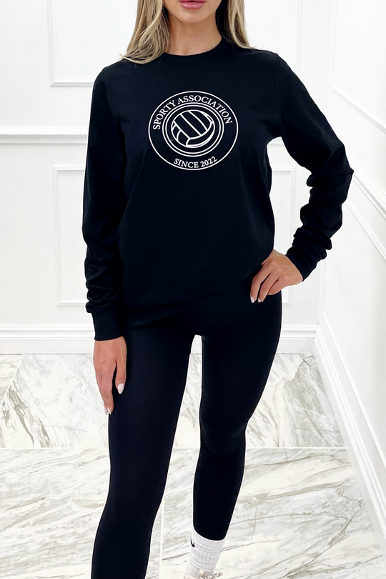 Sporty association netball black long sleeve top