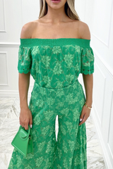 peyton green wide neck floral lace top