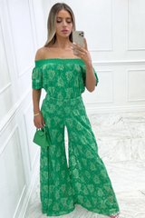 peyton green wide neck floral lace top