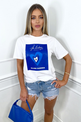 island summer printed white tee