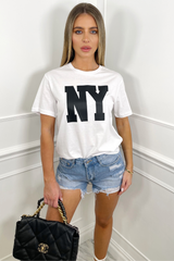 New York white & black printed tshirt