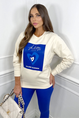 island summer cream round neck sweater