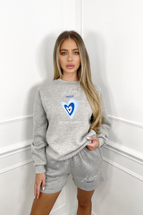 island summer grey sweater short loungewear set