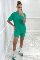 Mimi green ribbed cycling short coord