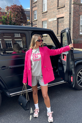 enjoy the now grey embroidered sweater short loungewear set