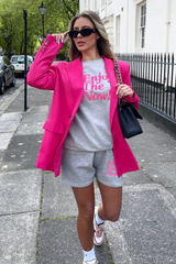 enjoy the now grey embroidered sweater short loungewear set