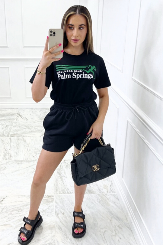 palm springs printed black tee