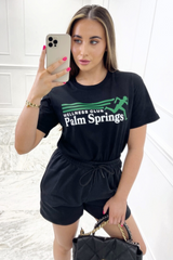palm springs printed black tee