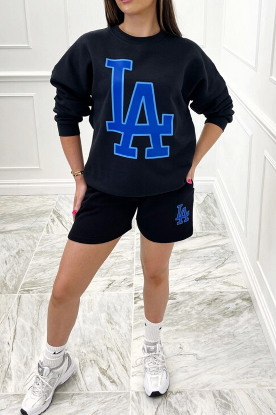 Los Angeles blue & black essential sweater short set