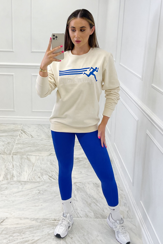 palm springs embroidered round neck sweater