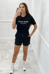 Megan black fleece lined short