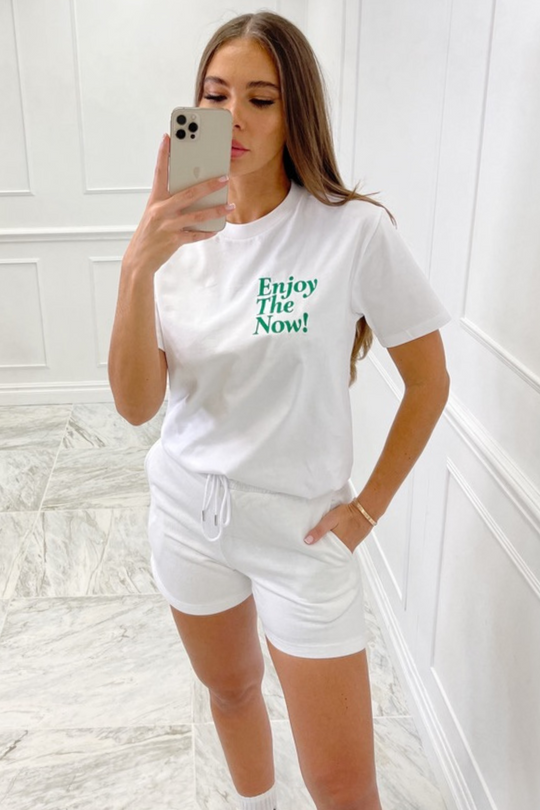 Megan white  fleece lined short