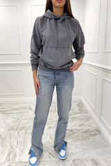 Racing 1929  black acid wash oversized hoodie