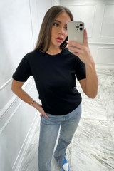 Santa Monica printed black tee