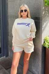 palm springs ecru sweater short loungewear set