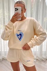 island summer ecru sweater short loungewear set