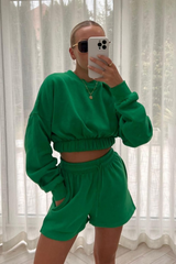 Pollie green cropped  short loungewear set