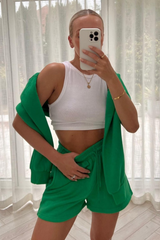 Pollie green cropped  short loungewear set