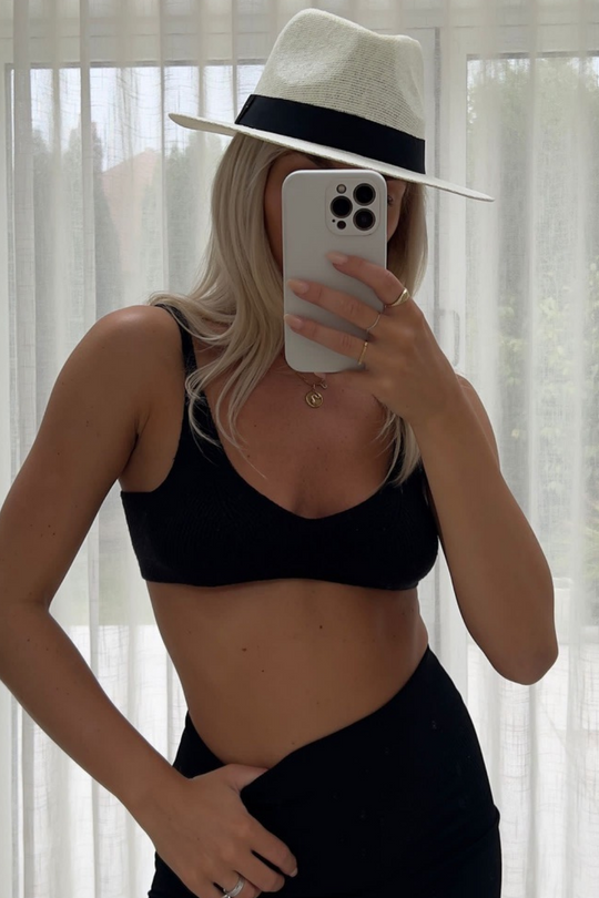 Rebecca White & Black Fedora Hat