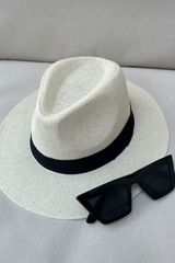 Rebecca White & Black Fedora Hat
