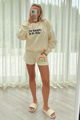 the magic is in you ecru sweater short loungewear set