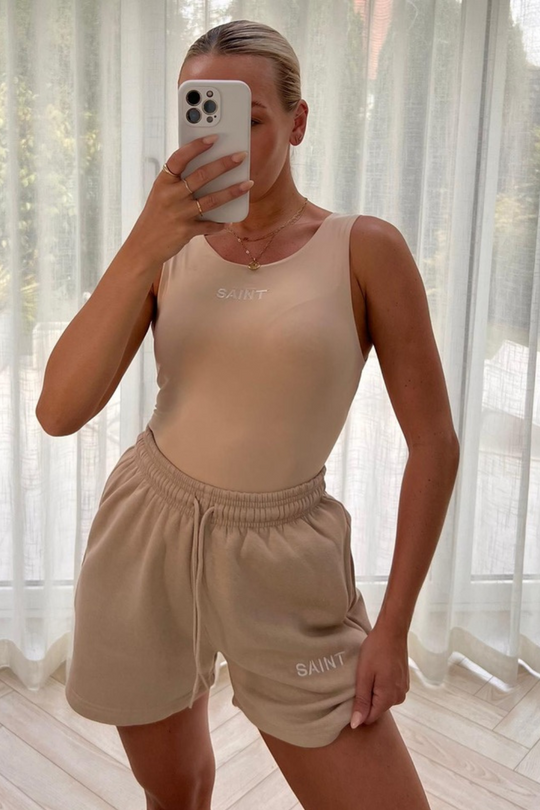 Saint love stone embroidered bodysuit short coord