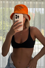 Saint Lucia Printed orange & black Bucket Hat