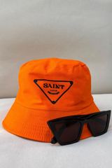 Saint Lucia Printed orange & black Bucket Hat