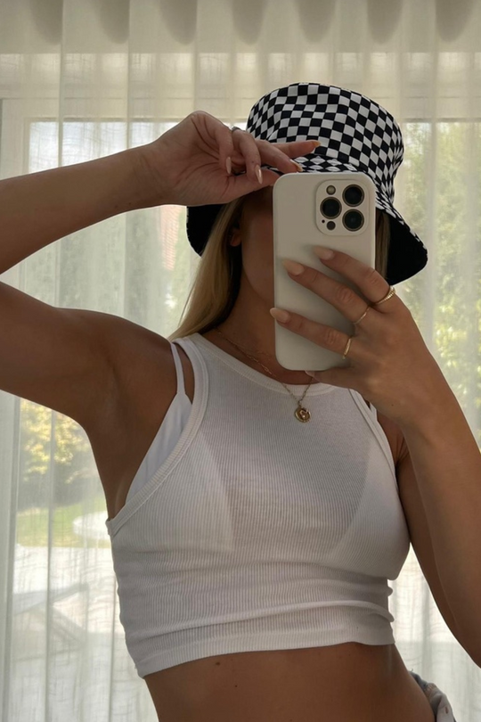 Vibe black & white monochrome Bucket Hat