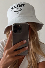 Saint Lucia Printed white & black Bucket Hat