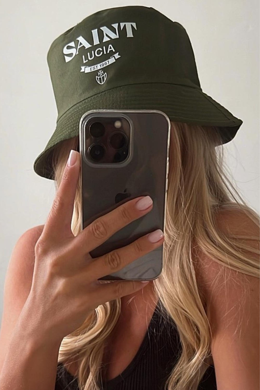 Saint Lucia Printed khaki white Bucket Hat